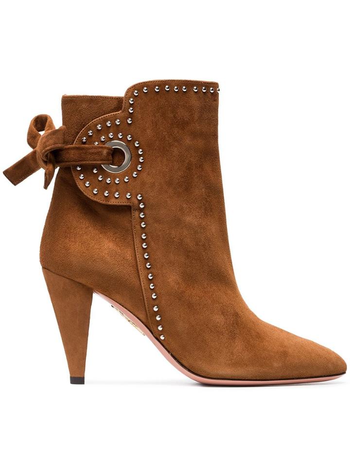 Aquazzura Tabu 85 Suede Ankle Boots - Brown