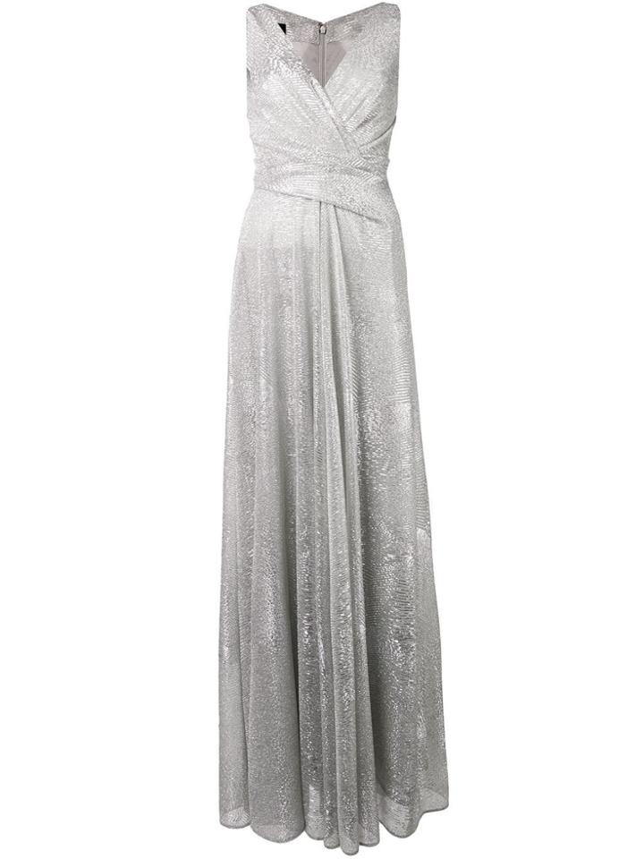 Talbot Runhof Metallic Draped Long Dress