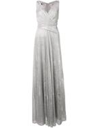 Talbot Runhof Metallic Draped Long Dress