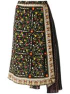 No21 - Floral Print Asymmetric Skirt - Women - Silk - 44, Women's, Black, Silk