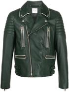 Paul Smith Piped Trim Biker Jacket - Green