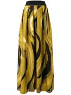 Alberta Ferretti Printed Pleated Skirt, Women's, Size: 40, Black, Silk/cotton/polyester/polyamide