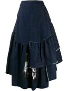 Barbara Bologna Raw Edged Denim Skirt - Blue