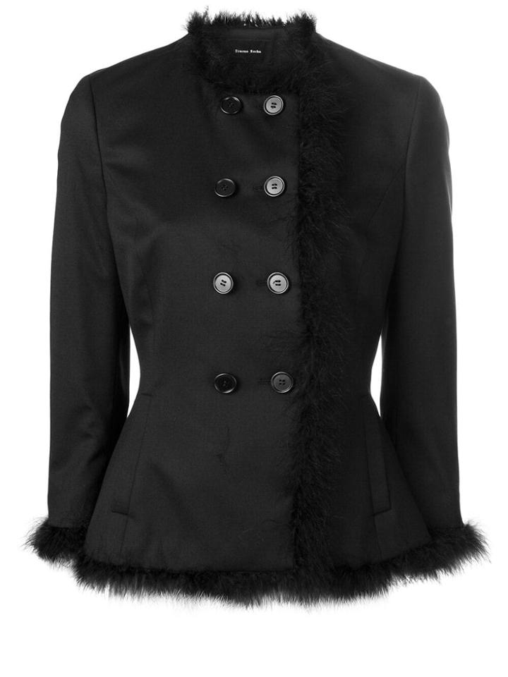 Simone Rocha Feather Trim Fitted Jacket - Black