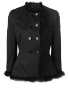 Simone Rocha Feather Trim Fitted Jacket - Black