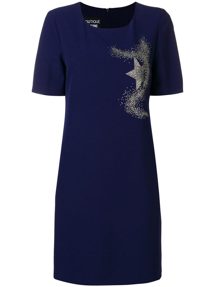 Boutique Moschino Stud Embellished Shift Dress - Pink & Purple