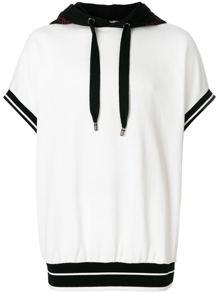 Dolce & Gabbana Two Tone Short Sleeve Hoodie - White