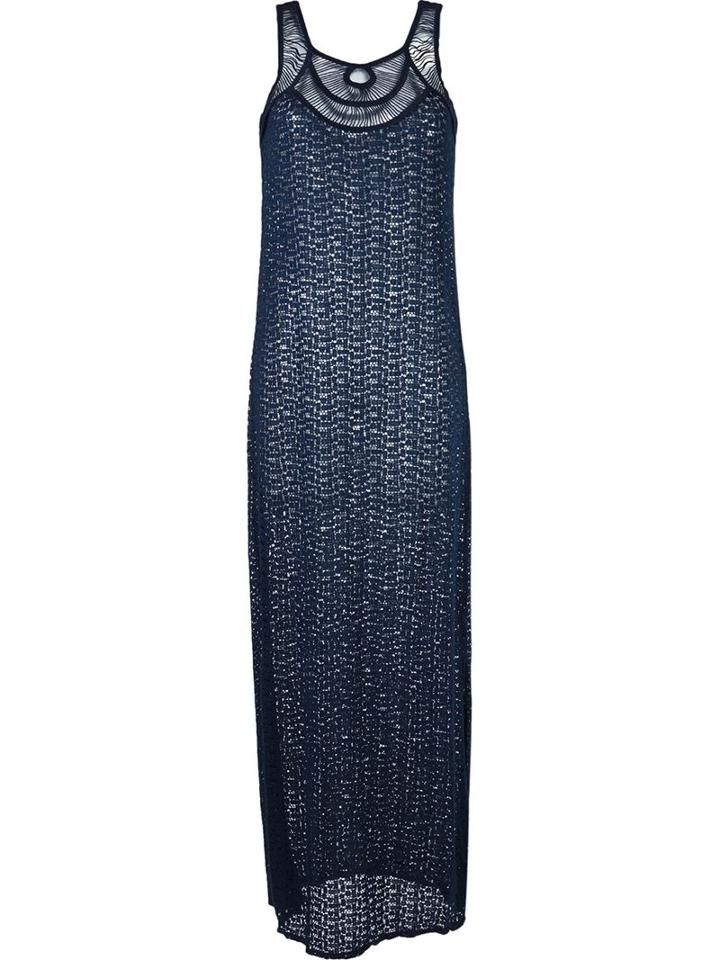 Brigitte Round Neck Lace Beach Dress, Women's, Size: P, Blue, Cotton