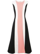 Christian Siriano Colour Block Midi Dress - Pink & Purple