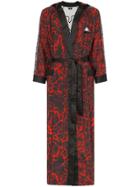 Charm's Hooded Lava Print Boxing Kimono - Red