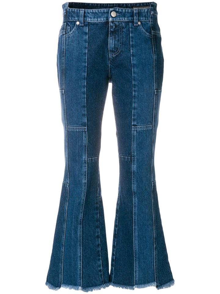 Alexander Mcqueen Asymmetric Flared Cropped Jeans - Blue