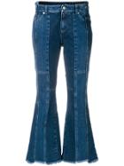 Alexander Mcqueen Asymmetric Flared Cropped Jeans - Blue