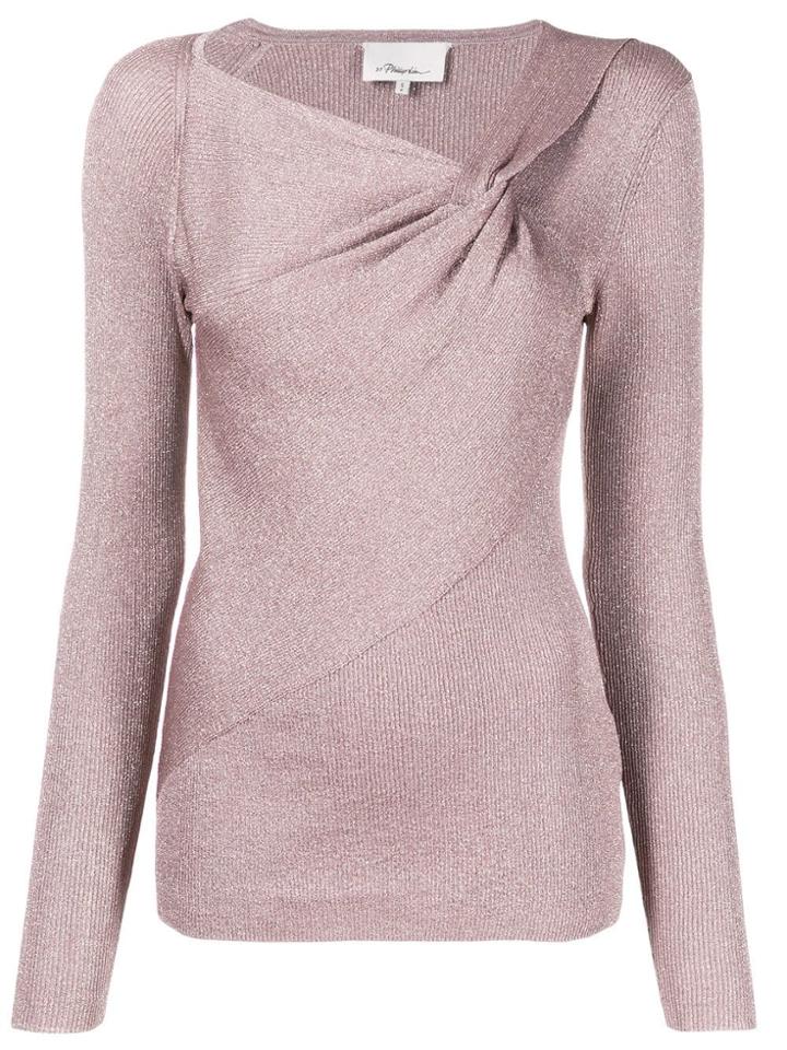 3.1 Phillip Lim Metallic Fitted Knitted Top - Pink