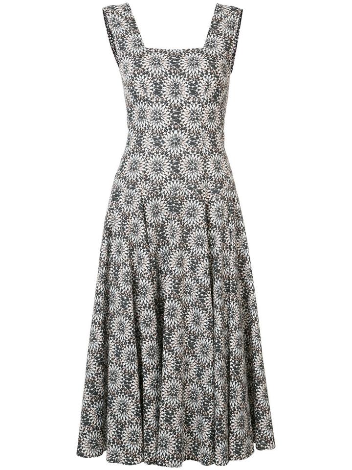 Derek Lam - Floral Print Flared Dress - Women - Cotton - 44, Black, Cotton