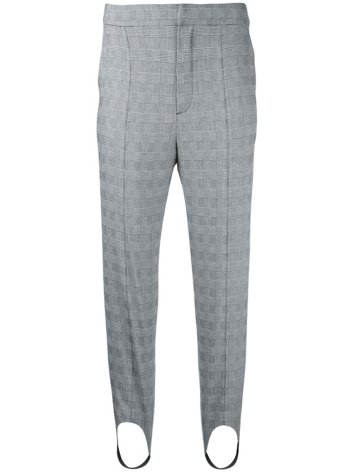 Le Ciel Bleu Checked Strap Detail Trousers, Women's, Size: 36, Grey, Polyurethane/rayon/tencel