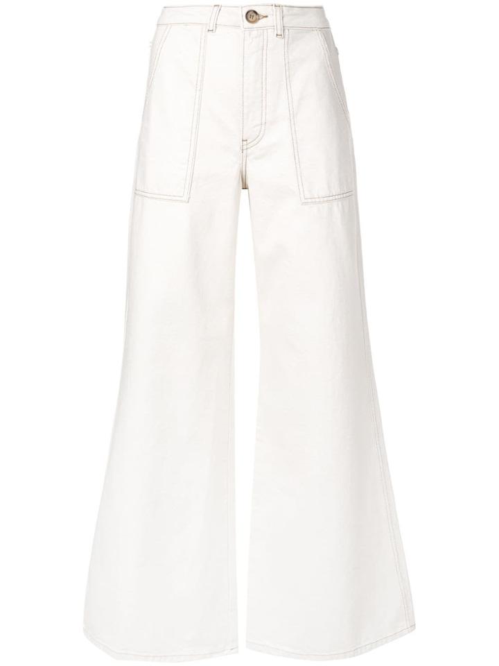 Ganni Wide Leg Trousers - White