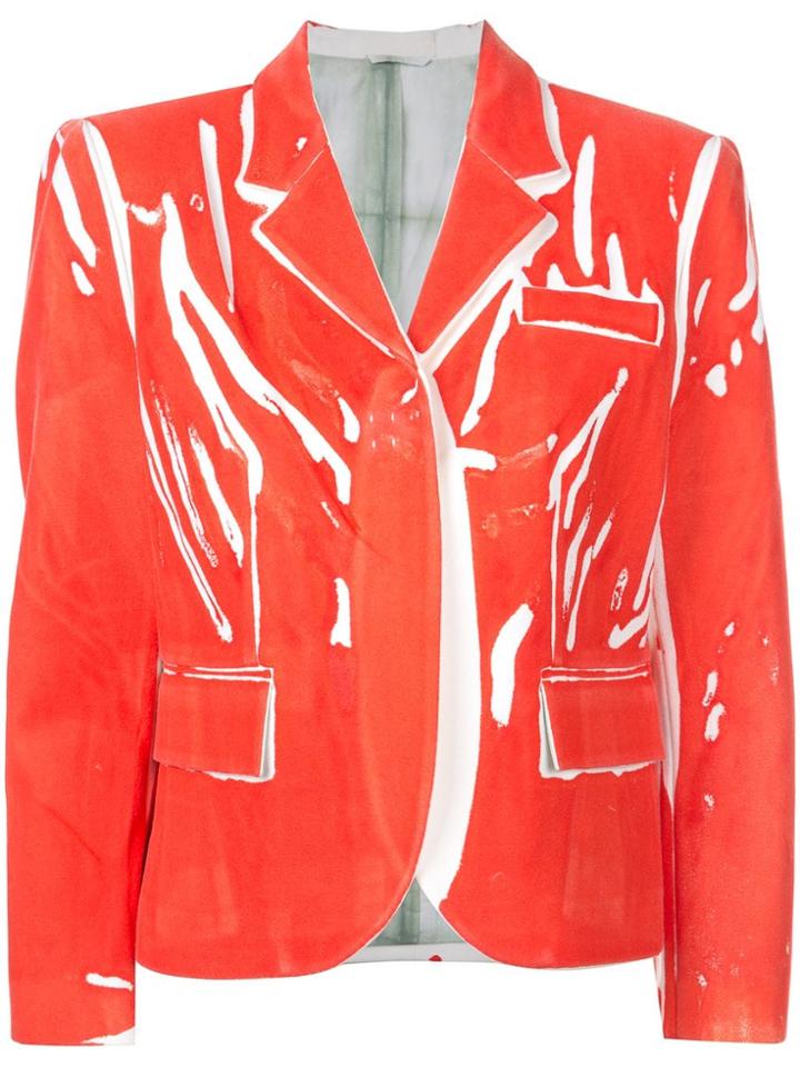Rohka Hand Printed Wool Blazer - Red