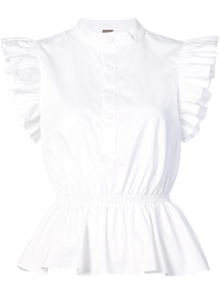 Adam Lippes Ruffle-sleeve Peplum Shirt - White