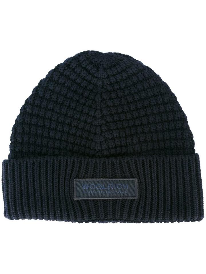 Woolrich Ribbed Beanie, Men's, Size: Medium, Blue, Virgin Wool