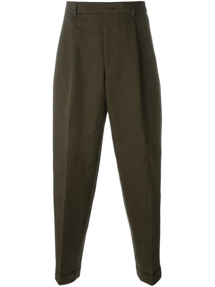 Paul Smith Front Pleat Trousers, Men's, Size: 32/32, Green, Cotton/linen/flax
