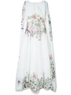 Isabel Sanchis Floral Cape Gown - White