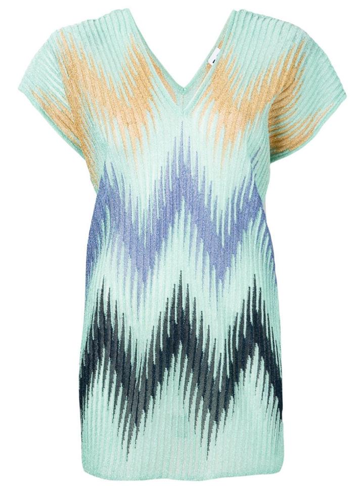 M Missoni Geometric Pleat Top - Blue