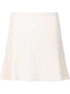 The Elder Statesman Ribbed A-line Skirt, Women's, Size: Medium, White, Cashmere