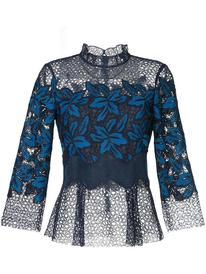 Sea Mosaic Lace Blouse - Blue