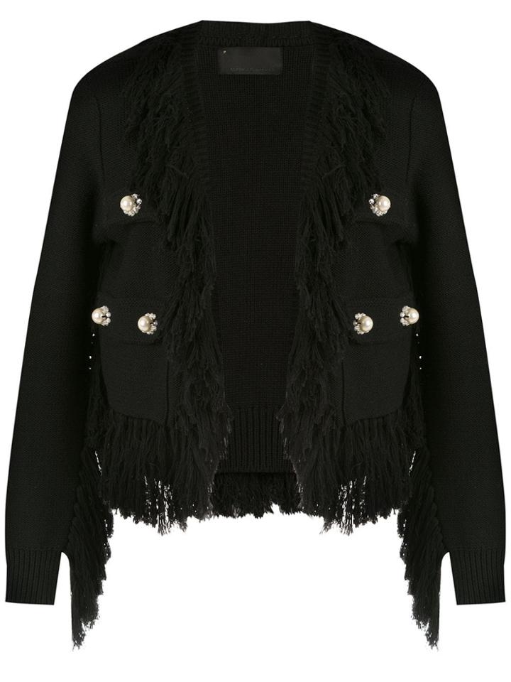 Andrea Bogosian Fringed Coat - Black