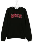 Msgm Kids Rhinestone Logo Sweatshirt - Black