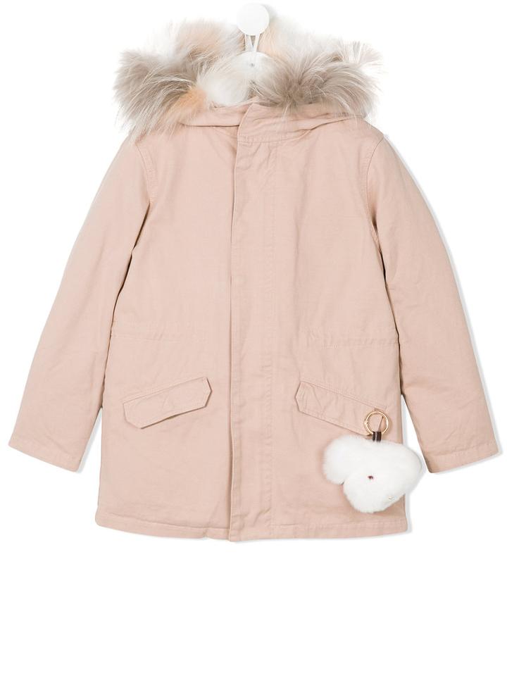 Yves Salomon Enfant - Hooded Parka - Kids - Cotton/polyester/marmot Fur - 6 Yrs, Pink/purple