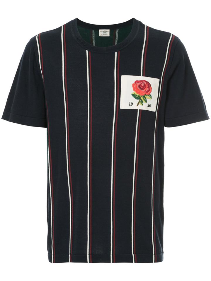 Kent & Curwen Striped Rose Patch T-shirt - Blue
