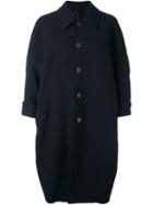 Comme Des Garçons Button Down Oversized Coat, Women's, Size: Small, Blue, Polyester
