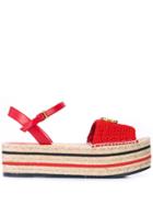 Gucci Crochet Espadrille Sandals - Red