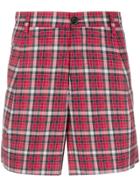 Unconditional Checked Cotton Shorts - Red
