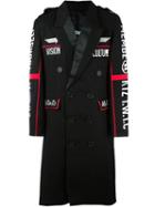 Ktz Embroidered Double Breasted Coat, Men's, Size: Medium, Black, Wool