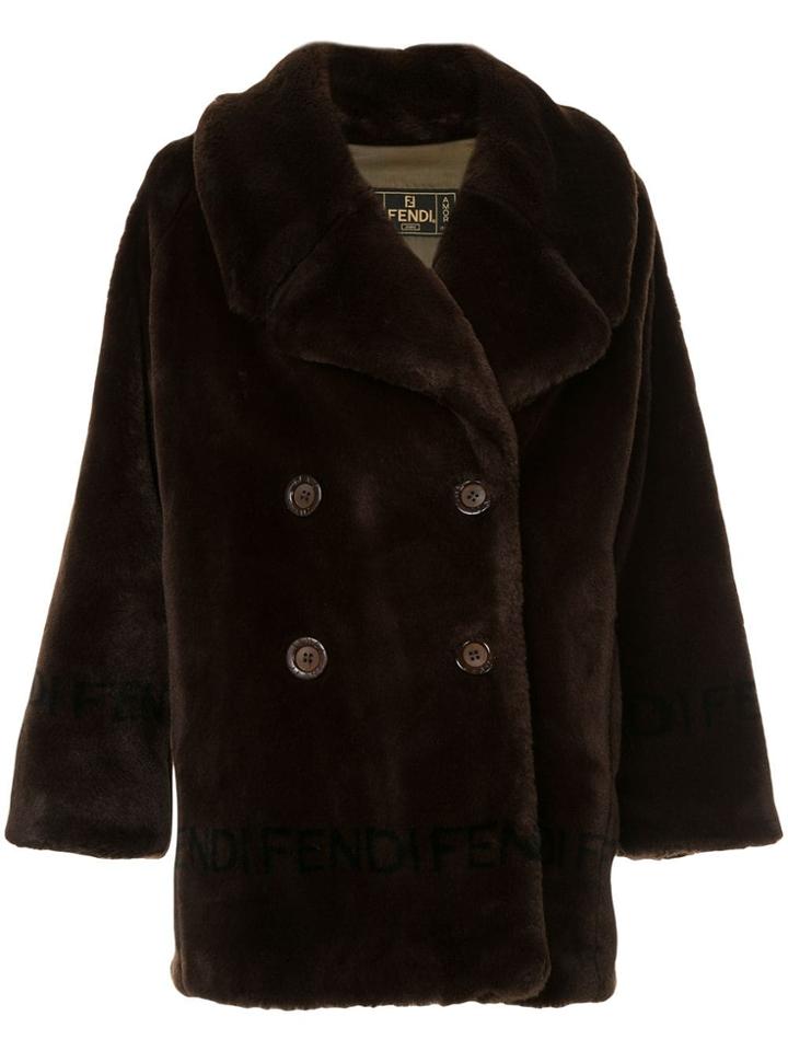 Fendi Pre-owned Faux Fur Double Breasted Coat - Brown