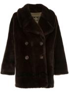 Fendi Pre-owned Faux Fur Double Breasted Coat - Brown