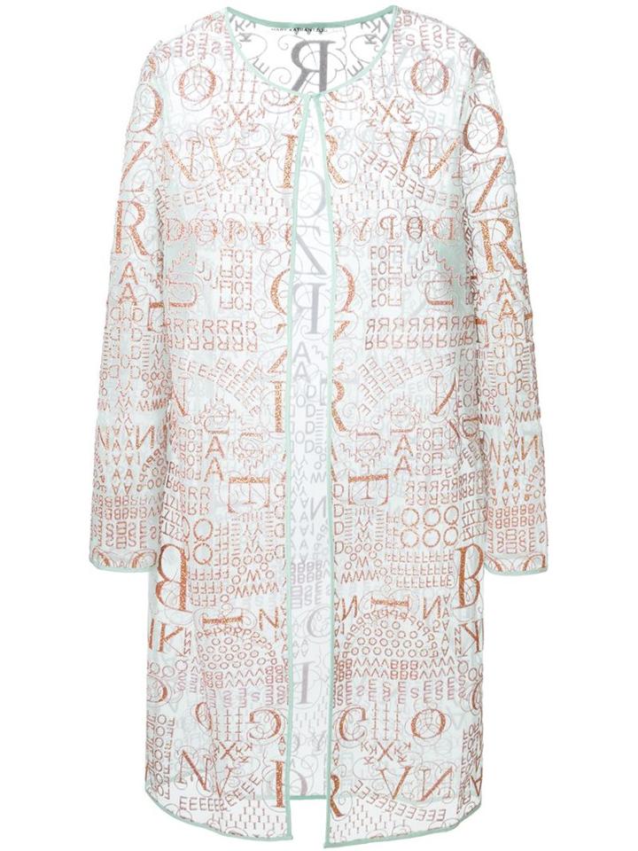 Mary Katrantzou Sheer Glitter Cardigan, Women's, Size: 16, Green, Nylon/polyester/rayon