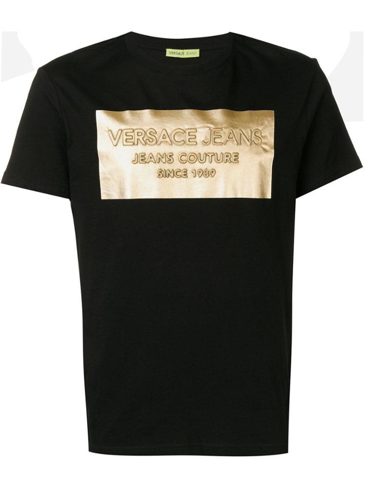 Versace Jeans Black And Gold Logo T-shirt