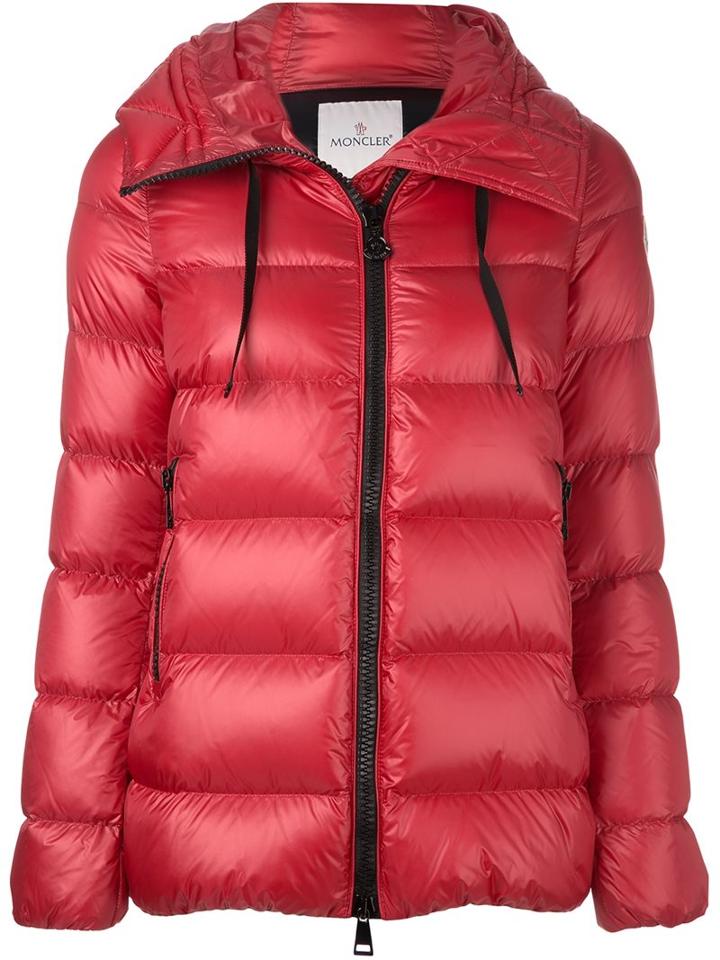 Moncler 'serinde' Padded Jacket, Women's, Size: 4, Red, Nylon/feather Down