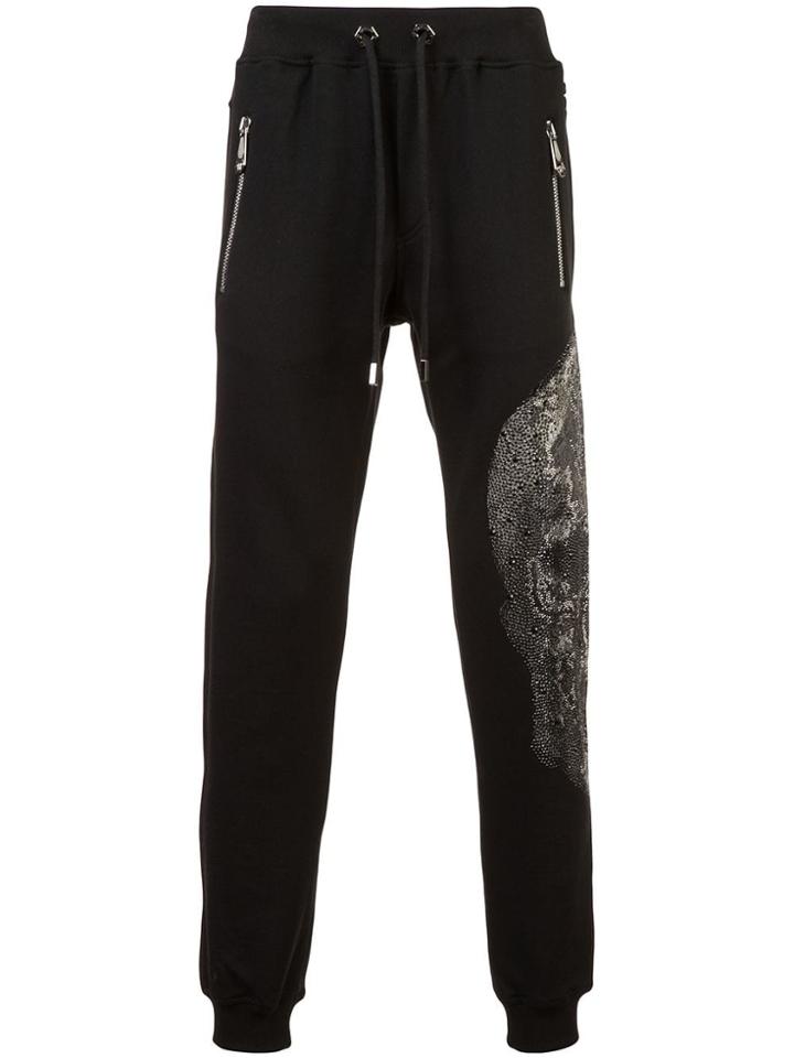 Philipp Plein Python Skull Studded Track Pants - Black