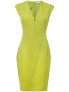 Versace Collection - Zipped V-neck Dress - Women - Polyester/spandex/elastane/viscose - 42, Green, Polyester/spandex/elastane/viscose