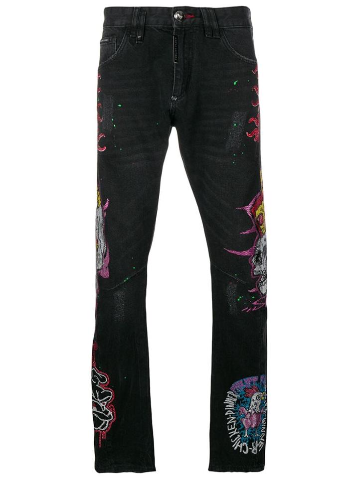 Philipp Plein Patchwork Straight-leg Jeans - Black