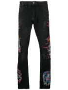 Philipp Plein Patchwork Straight-leg Jeans - Black