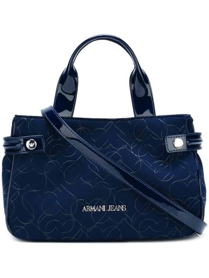 Armani Jeans Heart Print Shoulder Bag, Women's, Blue