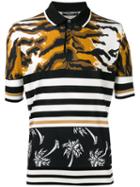Dolce & Gabbana Tiger And Palm Polo Shirt, Men's, Size: 50, Black, Silk
