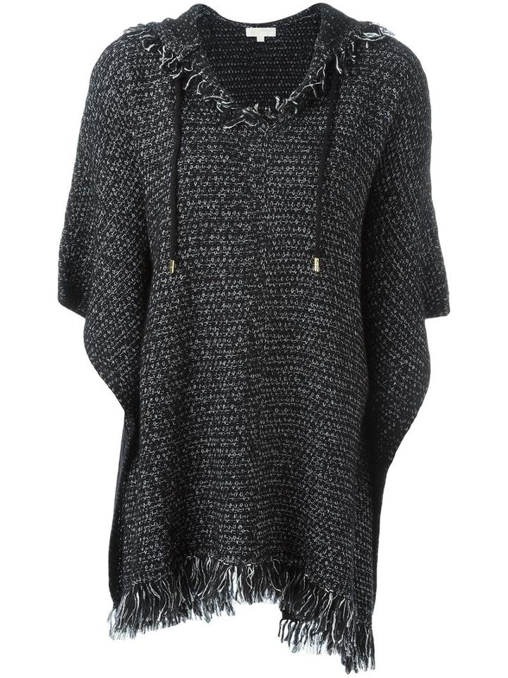 Michael Michael Kors Frayed Edge Hooded Jumper, Women's, Size: Medium, Black, Acrylic/linen/flax/nylon/alpaca