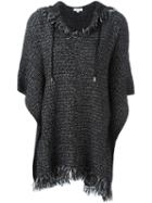 Michael Michael Kors Frayed Edge Hooded Jumper, Women's, Size: Medium, Black, Acrylic/linen/flax/nylon/alpaca