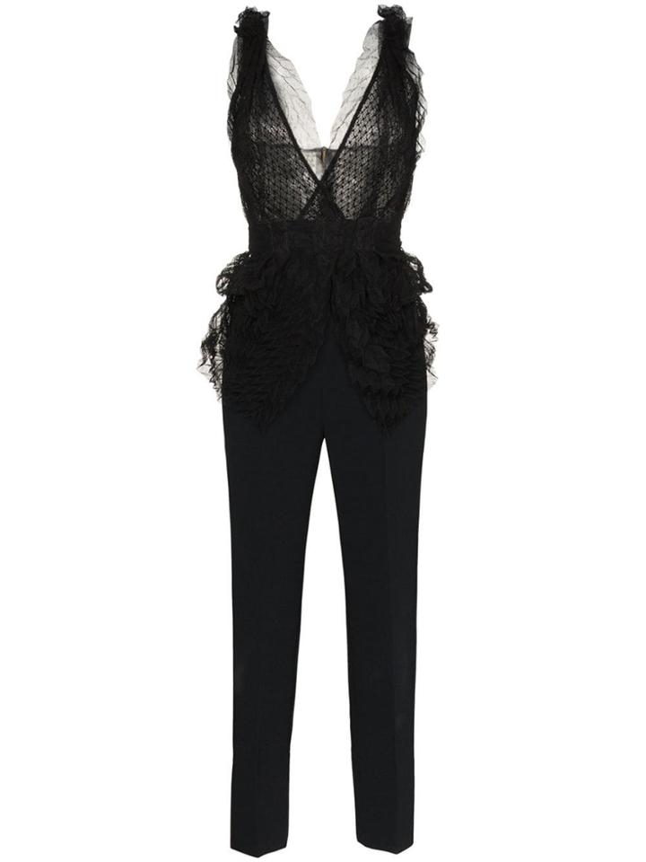 Roland Mouret Almendro V-neck Mesh Detail Jumpsuit - Black